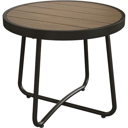 图片 Color: Light Brown Outdoor Round End Table Weather Resistant Living Room Table