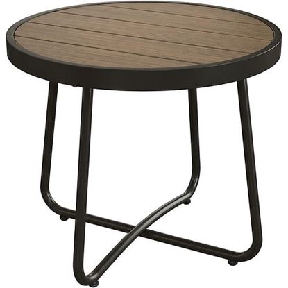 Picture of Color: Light Brown Outdoor Round End Table Weather Resistant Living Room Table