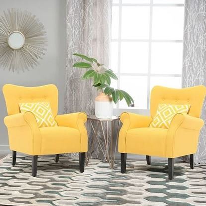 Picture of Color: Yellow  31.5'' Wide Tufted Armchair