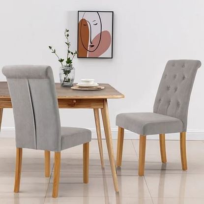 Picture of Color: Light Grey  Tufted Parsons Chair (Set of 2)