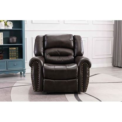 Picture of Color: Red Brown Electric Recliner Chair Classic Single Sofa Home Recliner Seating with USB Port