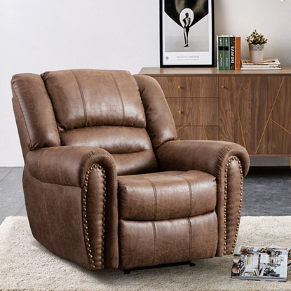 Picture of Color: Light Brown Recliner Chair Manual Reclining Sofa Single Lounge Sofa, Light Brown