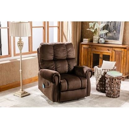 Picture of Color: Brown Luxury electric lift recliner, high-density foam and laminated veneer lumber (LVL) system, suitable for living room, bedroom and home theater room, heating and lifting functions, need to assemble,ultra-wide design,Brown