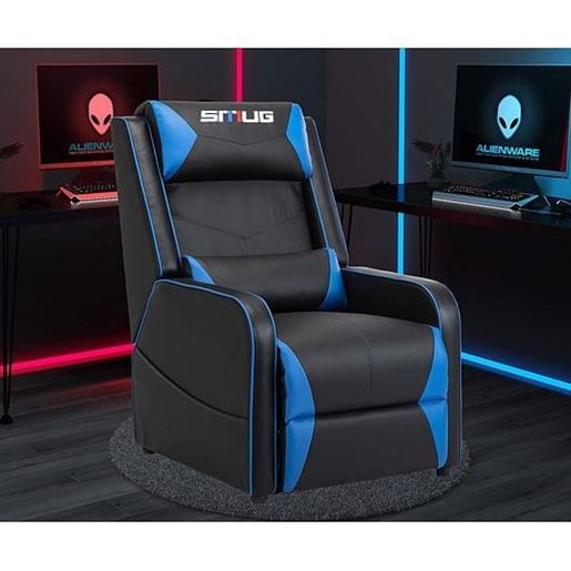 Picture of Color: Blue  DR Gaming Recliner Gamer Chair for Adults - Faux Leather Sofa with Footrest Comfortable Movie Theater Chairs Ergonomic Single Couch for Living Game Room