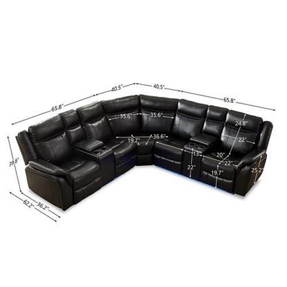 Picture of Color: Black  Power Reclining Sofa with LED strip