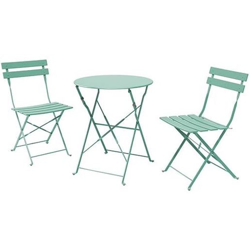 Picture of Color: Macaron Blue  SR Steel Patio Bistro Set, Folding Outdoor Patio Furniture Sets, 3 Piece Patio Set of Foldable Patio Table and Chairs