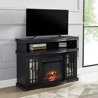 Picture of Color: Black Electric Fireplace TV Stand Storage Cabinet Black