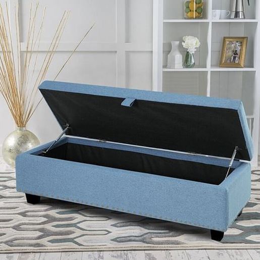 Picture of Color: Blue  50'' Wide Tufted Rectangle Storage Ottoman with Storage