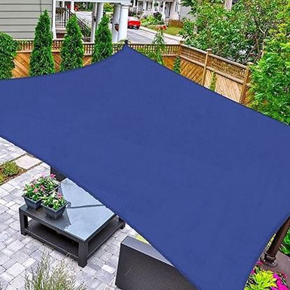 Picture of Color: Blue 8' x 12' Sun Shade Sail Rectangle Canopy, UV Block Awning Durable for Outdoor Patio Carport Garden Backyard Balcony, Blue