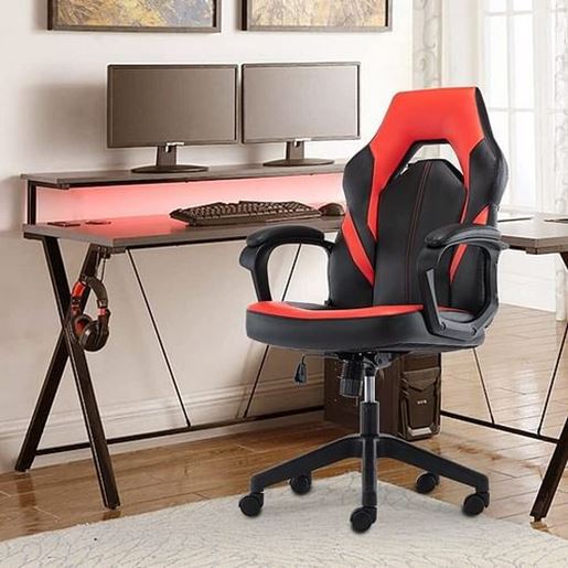 Image sur Color: Black+Red  DR Gaming Chair, Executive Bonded Leather