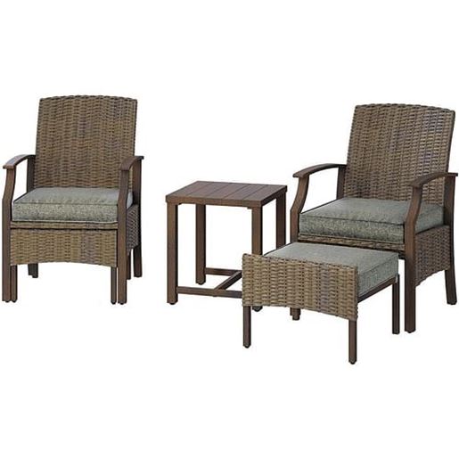 Picture of Color: Dark Grey  SR Outdoor Patio Chairs Set of 2 with Ottoman and Coffee Table 5 Piece Outdoor Patio Furniture Set for Porch,Balcony,Backyard,Poolside