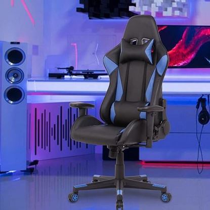 图片 Color: Black+Blue  DR Gaming Recliner Chair, PU Leather Gamer Chair
