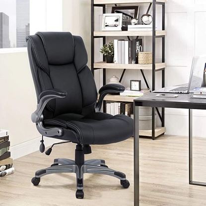 Picture of Color: black  DR Big & Tall 400lbs Office Chair - Adjustable Tilt Angle Executive Computer Desk Chair, Thick Padding for Comfort and Ergonomic Design for Lumbar Support