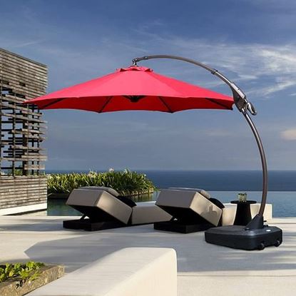 Picture of Color: 3.5M Red  SR Deluxe Aluminum Offset Umbrella, Patio Cantilever Umbrella