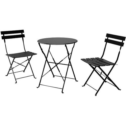 Picture of Color: Black  SR Steel Patio Bistro Set, Folding Outdoor Patio Furniture Sets, 3 Piece Patio Set of Foldable Patio Table and Chairs