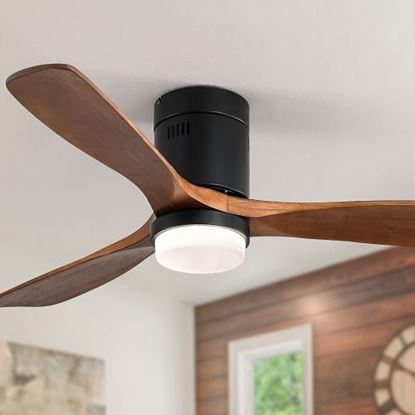 Picture of Color: Black  3-Piece Low Profile Wooden Lighted Noiseless Reversible Motor Ceiling Fan