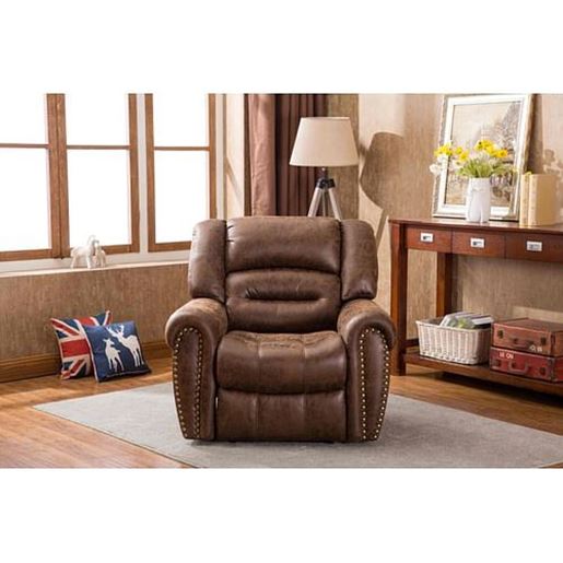 Picture of Color: Nut Brown Electric Recliner Chair Classic Single Sofa Home Recliner Seating with USB Port