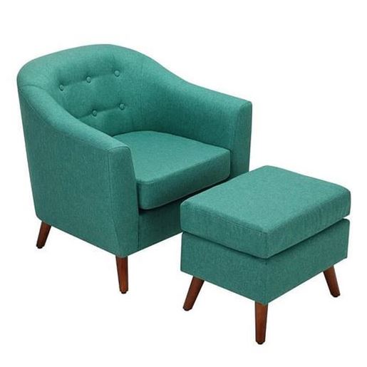 Picture of Color: Green  30'' Wide Tufted Barrel Chair and Ottoman