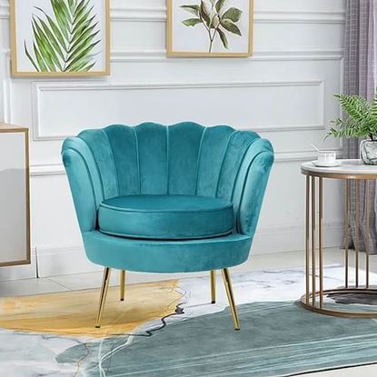 Picture of Color: Green Velvet  SR Chairs, 32.3'' Wide Tufted Velvet Barrel Chair