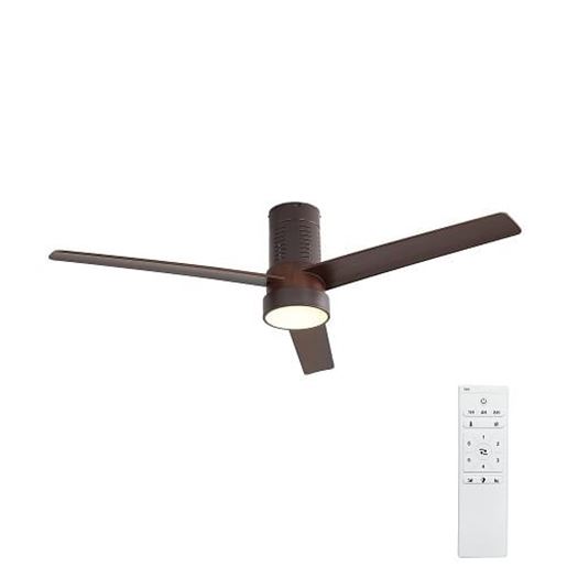 Picture of Color: Coffee  Indoor Low Profile 3-ABS Blade Remote Control  Ceiling Fan with Light