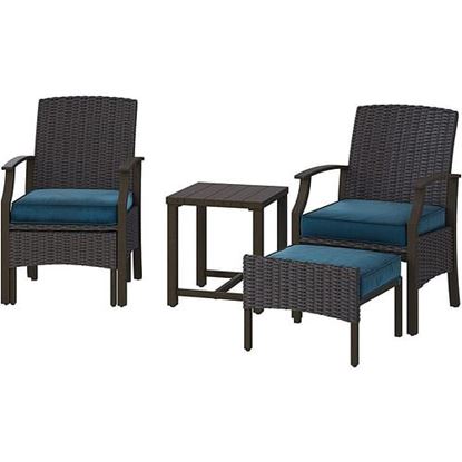 Picture of Color: Peacock blue  SR Outdoor Patio Chairs Set of 2 with Ottoman and Coffee Table 5 Piece Outdoor Patio Furniture Set for Porch,Balcony,Backyard,Poolside