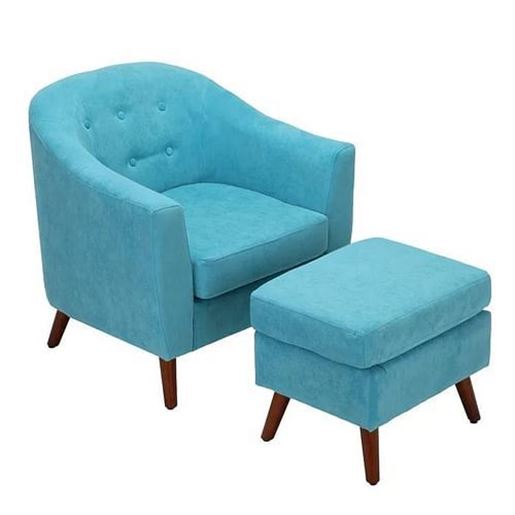 Image sur Color: Blue  30'' Wide Tufted Barrel Chair and Ottoman