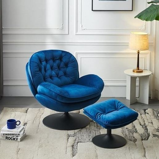 Picture of Color: Blue  Swivel Leisure Chair velvet lounge chair