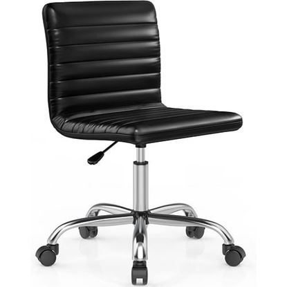 Picture of Color: Black  DR Low-Back Ribbed Faux Leather Office Desk Chair