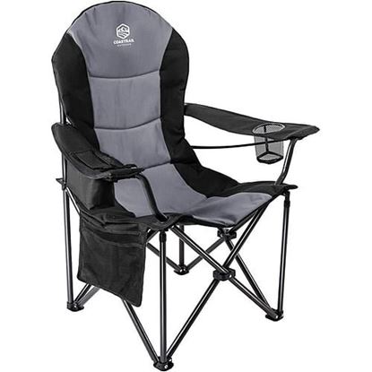 Picture of Color: Black+Grey Patio Garden Chair Outdoor Camping Chair Foldable Padded Armchairs,Blue+Grey