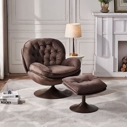 Picture of Color: Chocolate  Swivel Leisure Chair velvet lounge chair