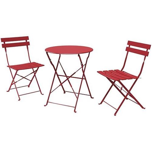 Picture of Color: Dark red  SR Steel Patio Bistro Set, Folding Outdoor Patio Furniture Sets, 3 Piece Patio Set of Foldable Patio Table and Chairs