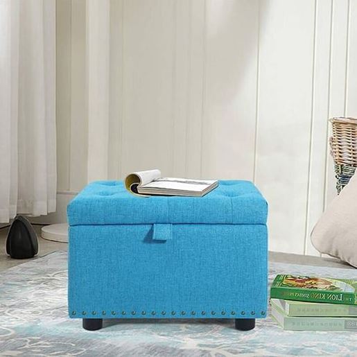 Picture of Color: Blue  25'' Wide Tufted Rectangle Storage Ottoman with Storage