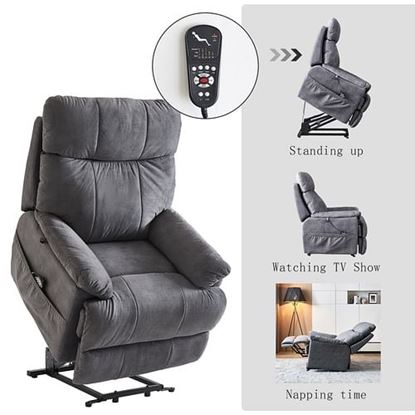 Picture of Color: Grey  Large size Electric Power Lift Recliner Chair Sofa