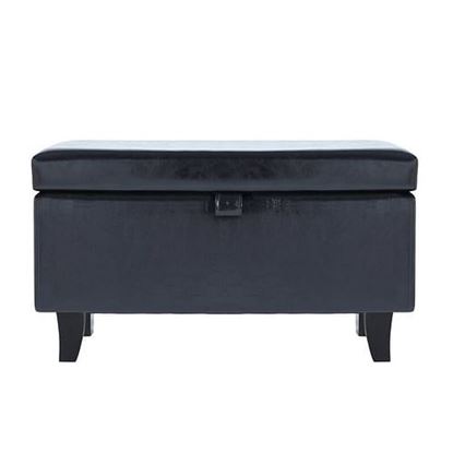 Picture of Color: Black  32'' Wide Faux Leather Rectangle Storage Ottoman with Storage