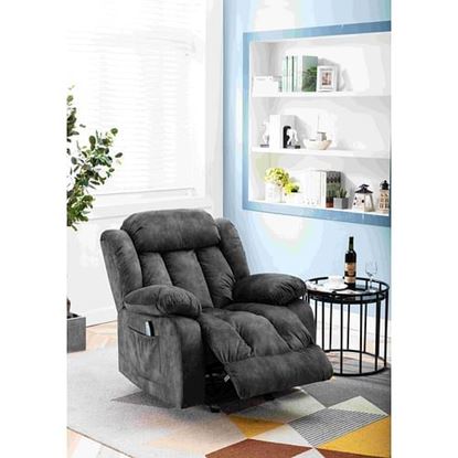 Picture of Color: Grey Massage Recliner Chair with Heat and Vibration Function, Comfy Padded Overstuffed Recliner, Grey