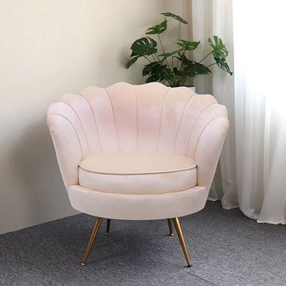 Picture of Color: Beige Velvet  SR Chairs, 32.3'' Wide Tufted Velvet Barrel Chair