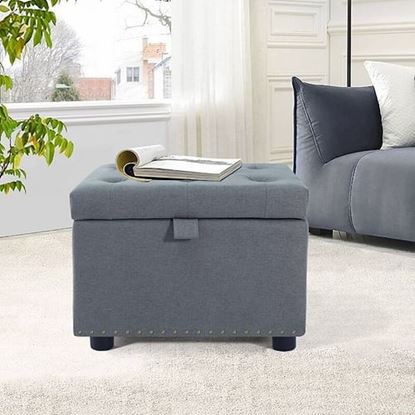 Picture of Color: Grey  25'' Wide Tufted Rectangle Storage Ottoman with Storage