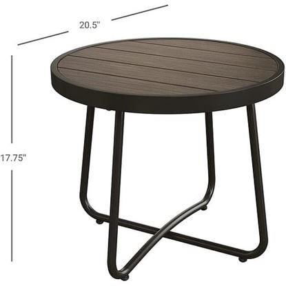 Picture of Color: Dark Brown Outdoor Round End Table Weather Resistant Living Room Table