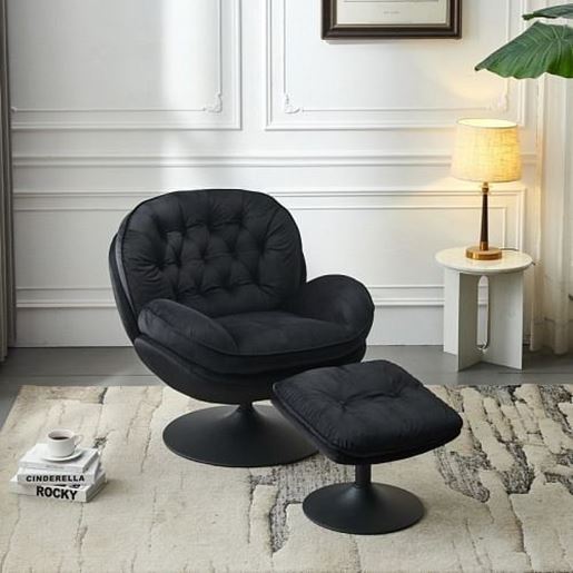 Picture of Color: Black  Swivel Leisure Chair velvet lounge chair