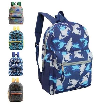 Picture of . Case of [24] 15" Basic Backpacks - 4 Assorted Prints, Front Pouch .