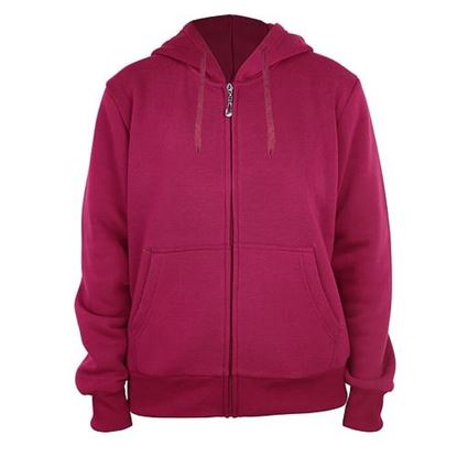 图片 . Case of [12] Women's Full Zip Fleece Hoodie Sweatshirts - S-XXL, Ruby .