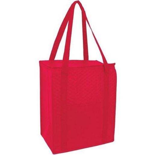 Picture of . Case of [50] Glacier Jumbo Insulated Zipper Totes - Red .