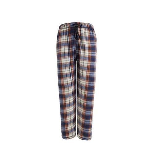 Picture of . Case of [24] Men's Fleece Pajama Pants - 3X-5X, Blue/Orange Plaid .