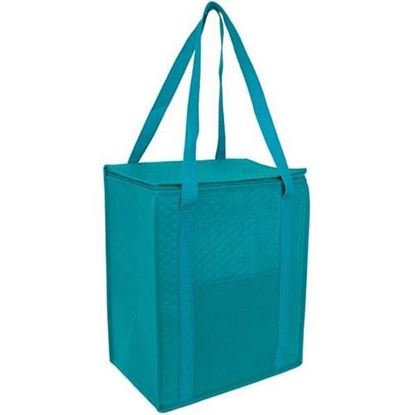 Picture of . Case of [50] Glacier Jumbo Insulated Zipper Totes - Teal .