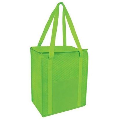 Picture of . Case of [50] Glacier Jumbo Insulated Zipper Totes - Lime Green .