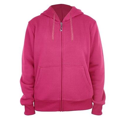 Picture of Case of [12] Women's Full Zip Fleece Hoodie Sweatshirts - S-3XL, Raspberry .