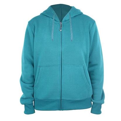 图片 . Case of [12] Women's Full Zip Fleece Hoodie Sweatshirts - S-3XL, Turquoise .