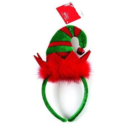 Picture of . Case of [48] 9" Elf Headbands - Red & Green with Red Fluff .