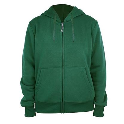 图片 . Case of [12] Women's Full Zip Fleece Hoodie Sweatshirts - S-3XL, Forest Green .