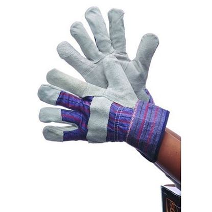 Picture of . Case of [60] Leather Patch Palm Gloves - White, 60 Pairs .